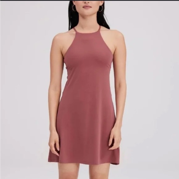 girlfriend collective Dresses & Skirts - Girlfriend Collective work out Mini Dress in Mauve with shorts underneath
